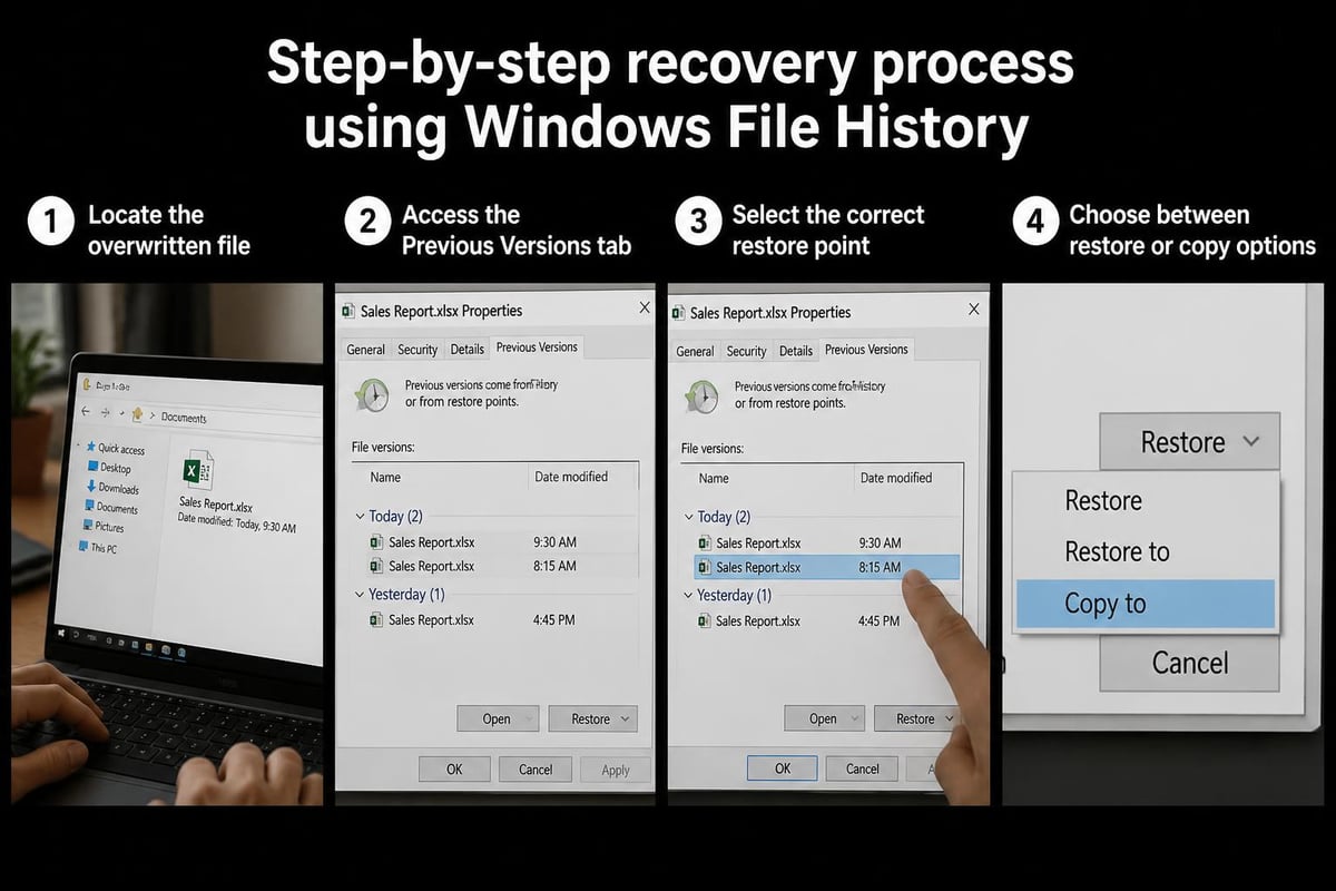 Windows File History recovery process