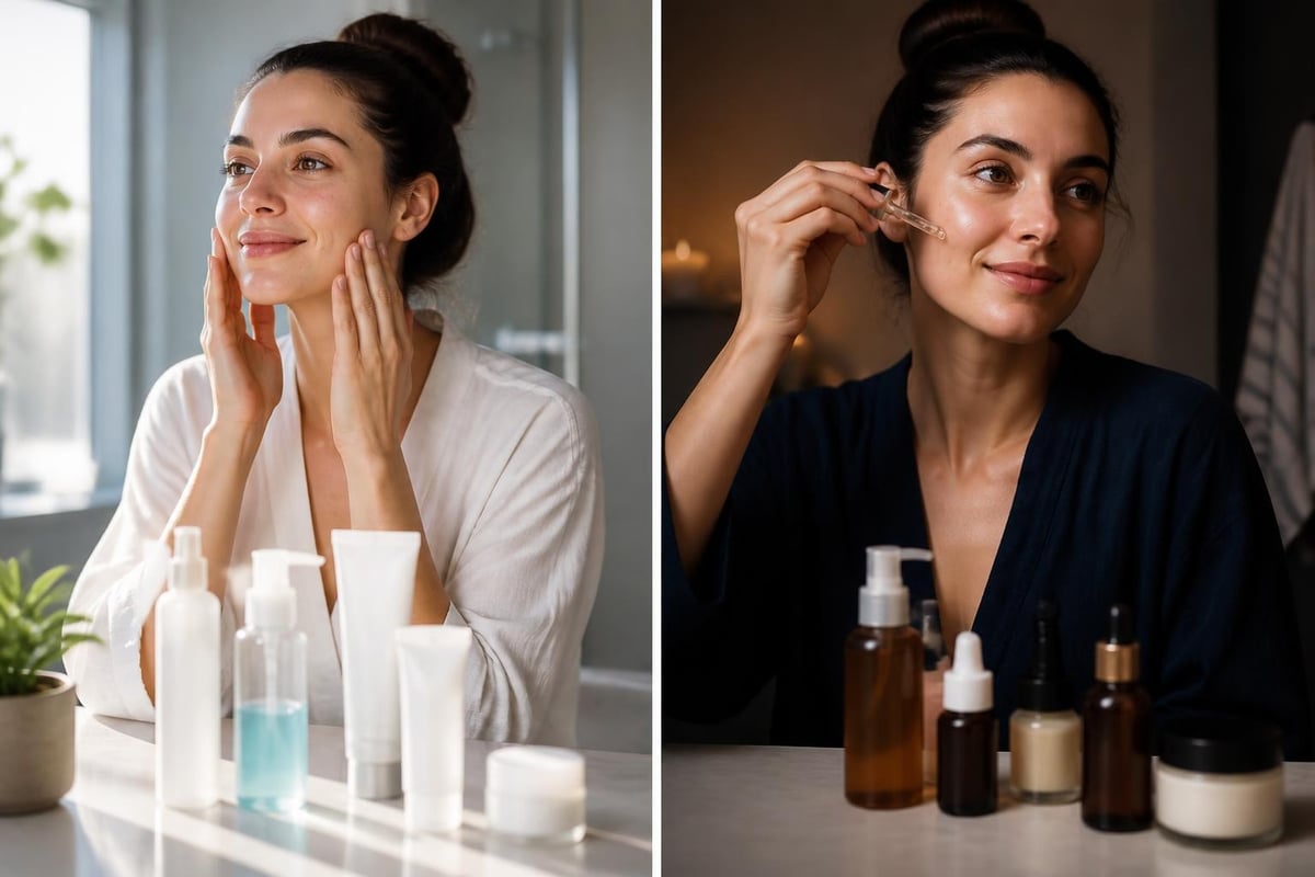 Morning and evening skincare routines