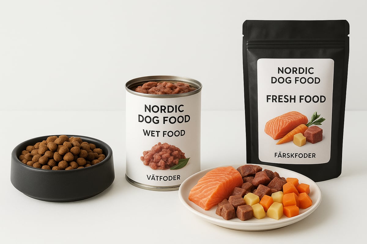 Olika typer av nordisk hundmat