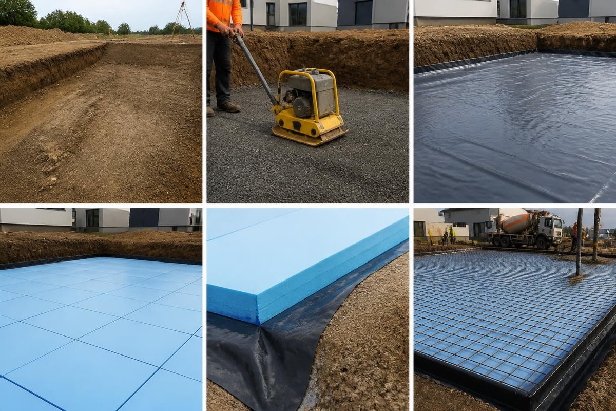 Slab insulation installation sequence