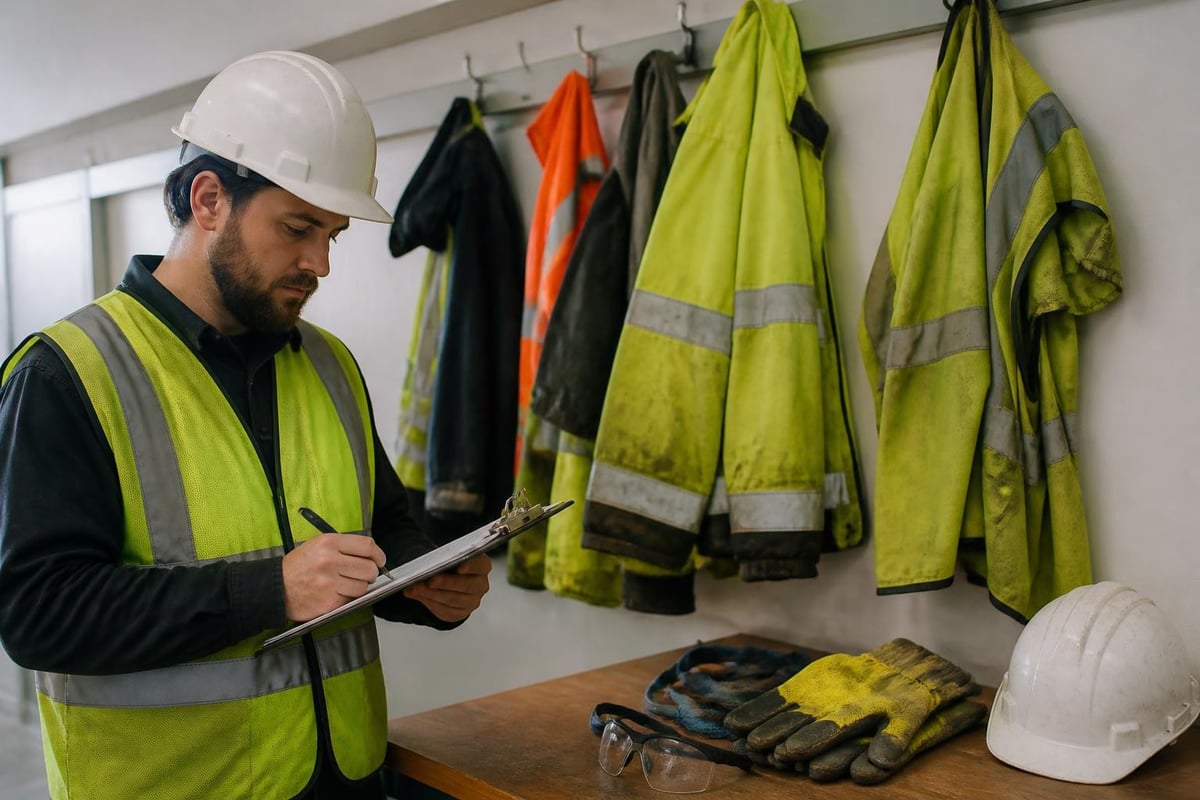 Construction attire maintenance workflow