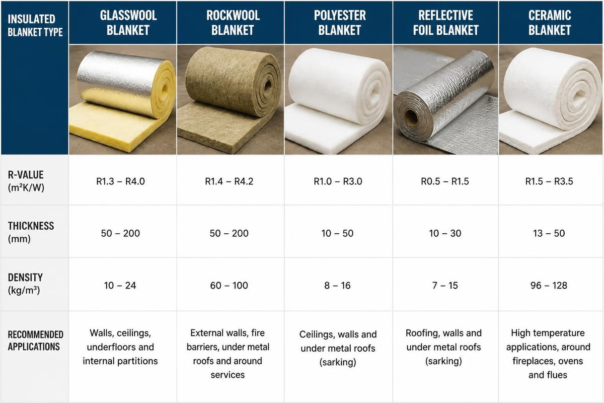 Insulated blanket product comparison