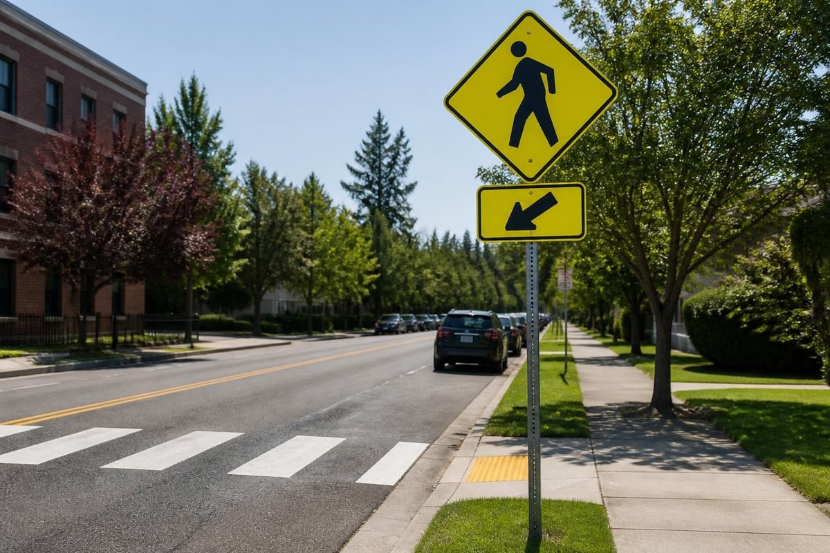 Proper pedestrian sign mounting