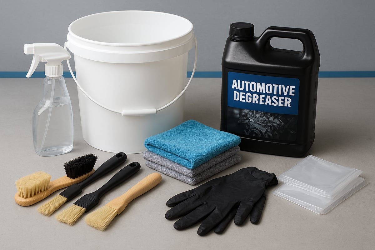 Materiais y productos esenciales para lavado de motores