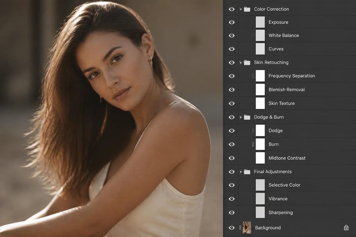 Professional retouching workflow organization