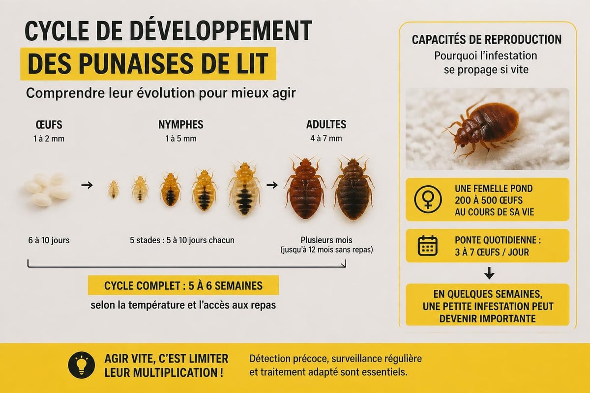 Cycle de vie des punaises de lit