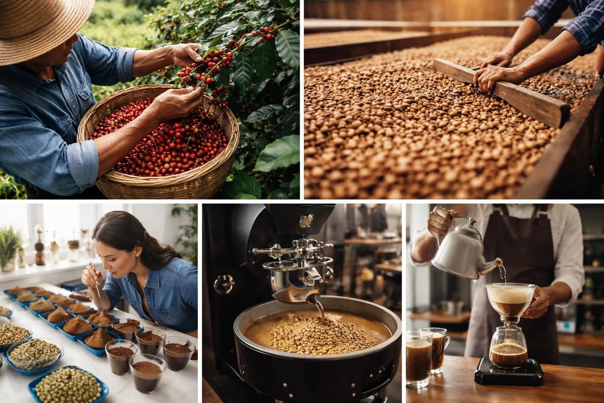 Specialty coffee journey from farm to cup