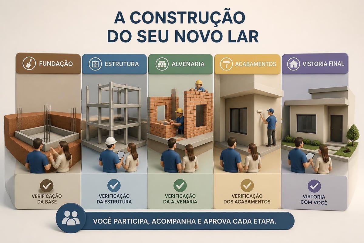 Etapas de construção e vistoria
