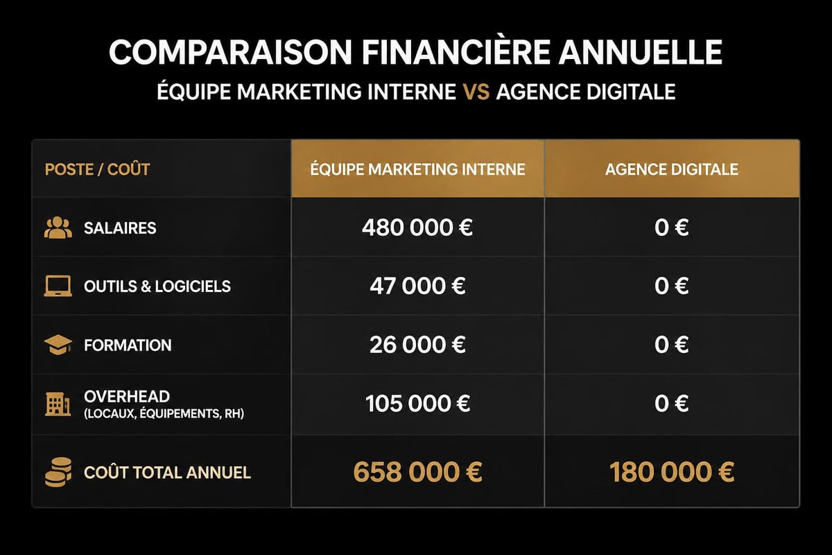 Coûts comparatifs équipe interne vs agence