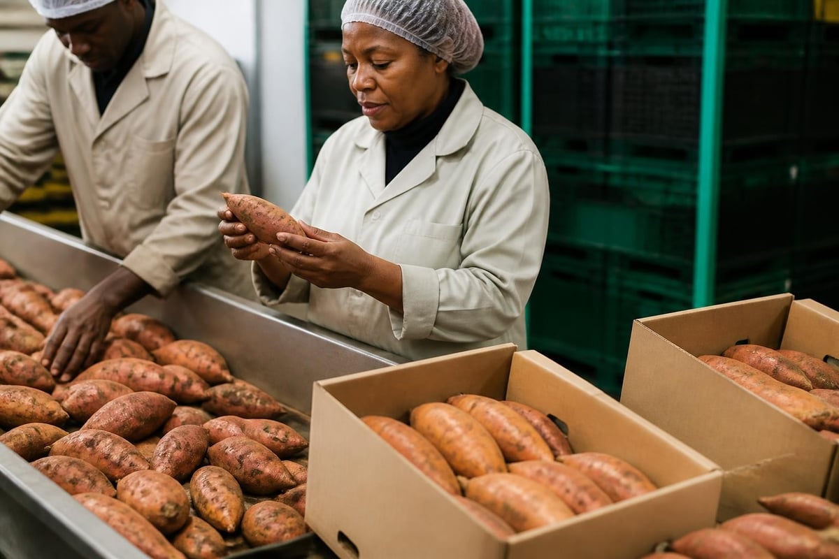 Sweet potato export quality grading process