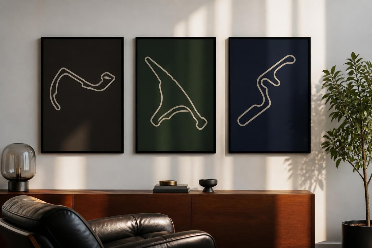 Formula One circuit layouts as wall art