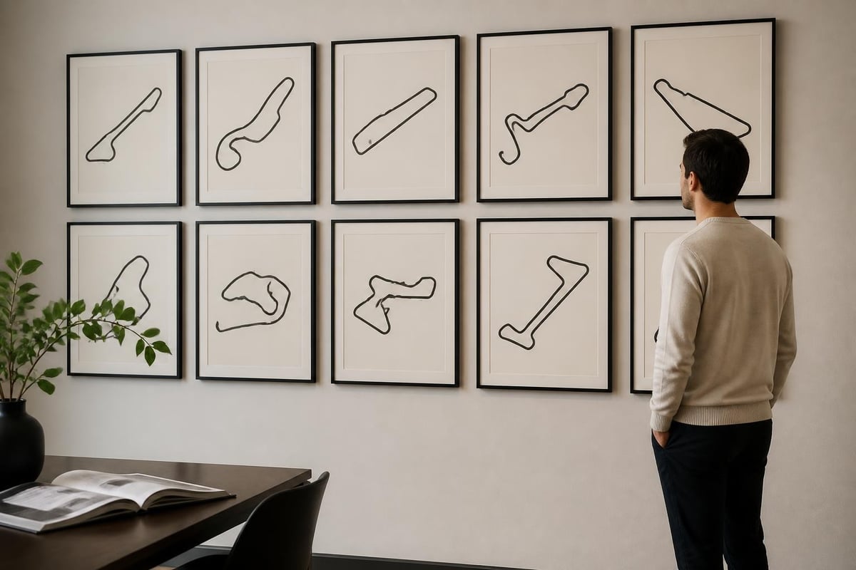 Gallery wall of F1 circuits