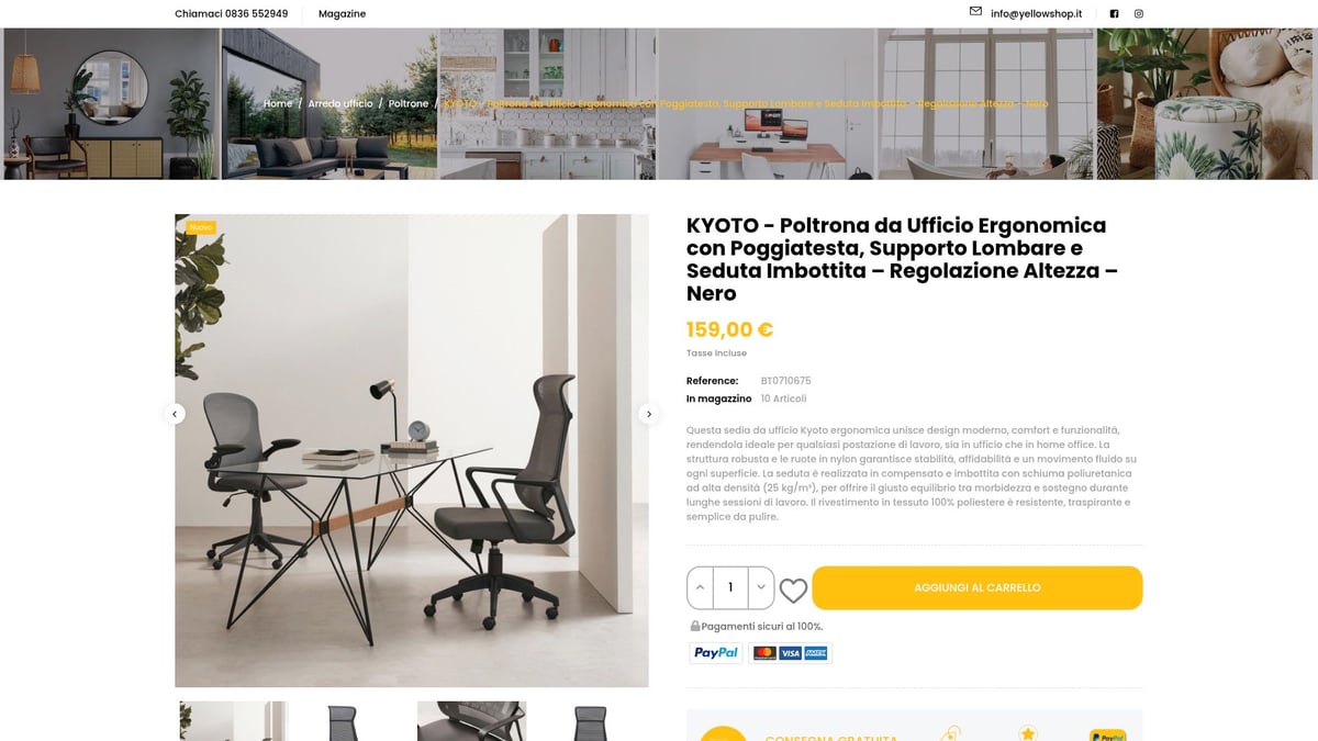 7 Migliori Poltrona Ufficio Tessuto per Comfort nel 2026 - Kyoto Poltrona da Ufficio Ergonomica con Poggiatesta
