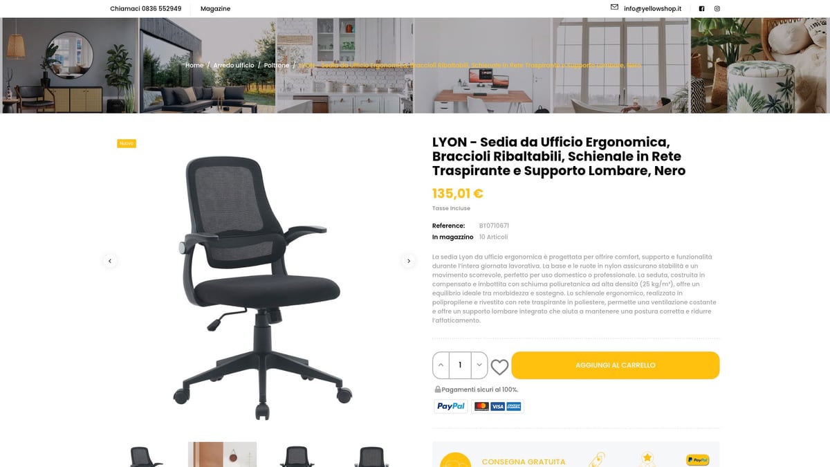 7 Migliori Poltrona Ufficio Tessuto per Comfort nel 2026 - Lyon Sedia da Ufficio Ergonomica con Braccioli Ribaltabili