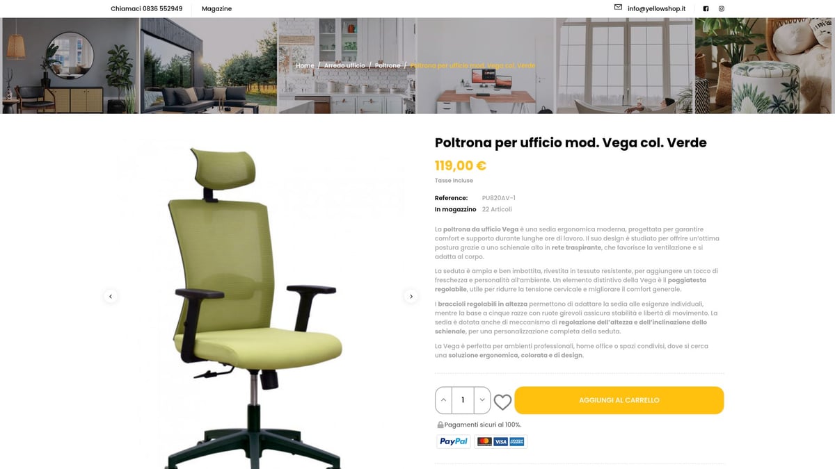 7 Migliori Poltrona Ufficio Tessuto per Comfort nel 2026 - Poltrona per Ufficio Mod. Vega Verde