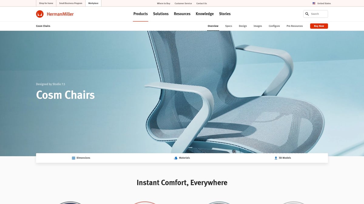 7 Migliori Poltrona Ufficio Tessuto per Comfort nel 2026 - Herman Miller Cosm Chair