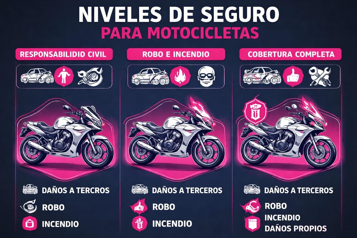 Contratar Seguro Moto: Guía Completa 2026 1 Niveles de cobertura de seguros de moto