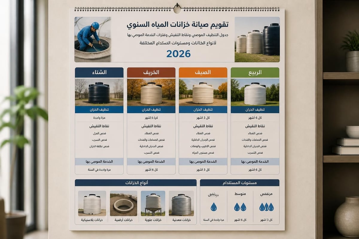 جدول صيانة الخزانات السنوي