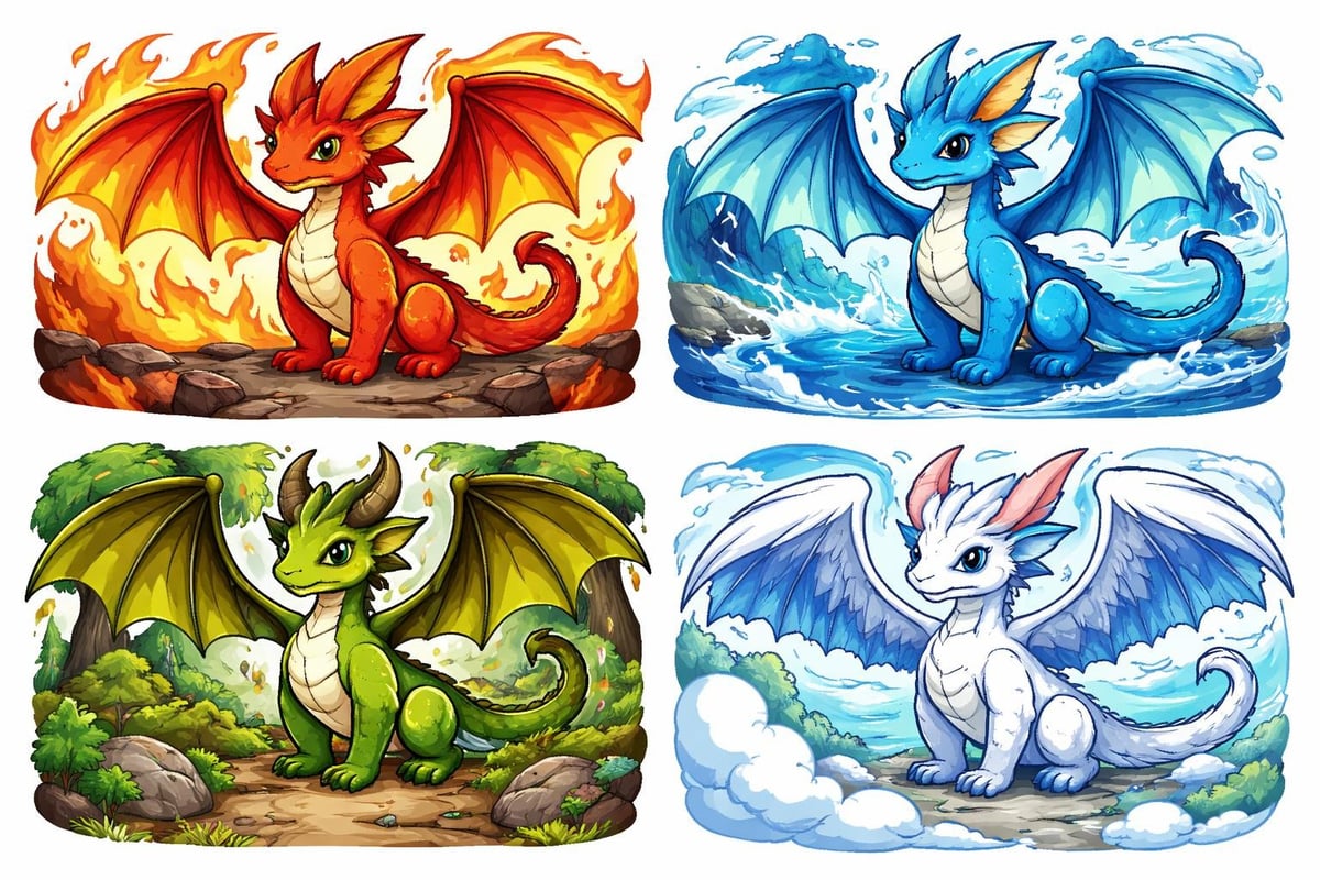 Elemental dragon color palettes