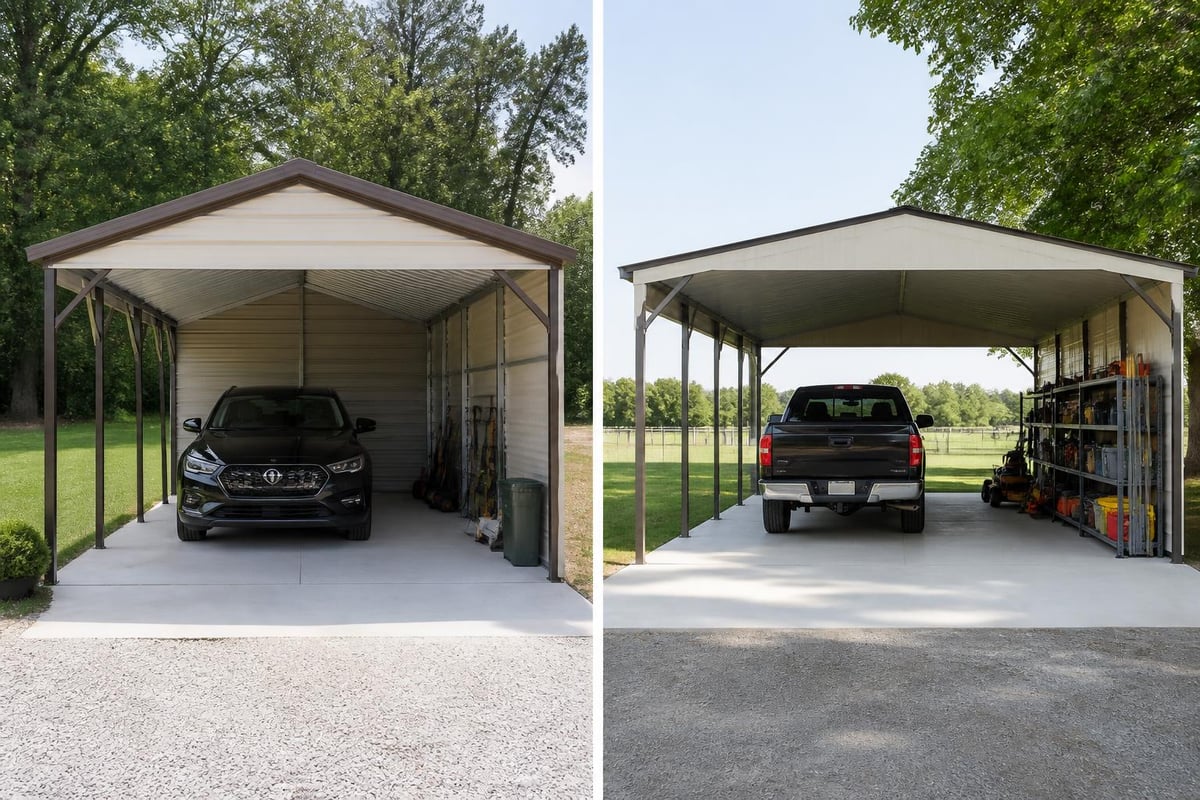Single vehicle carport dimension planning
