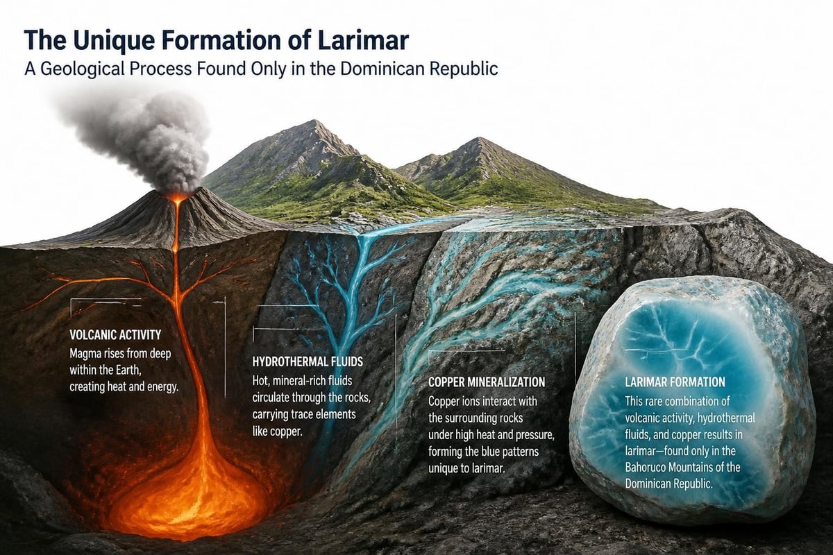Larimar rock mining and formation