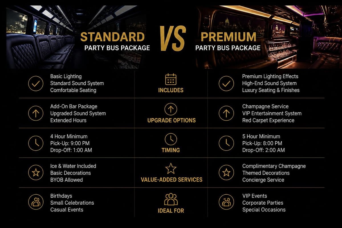 Party bus package comparison