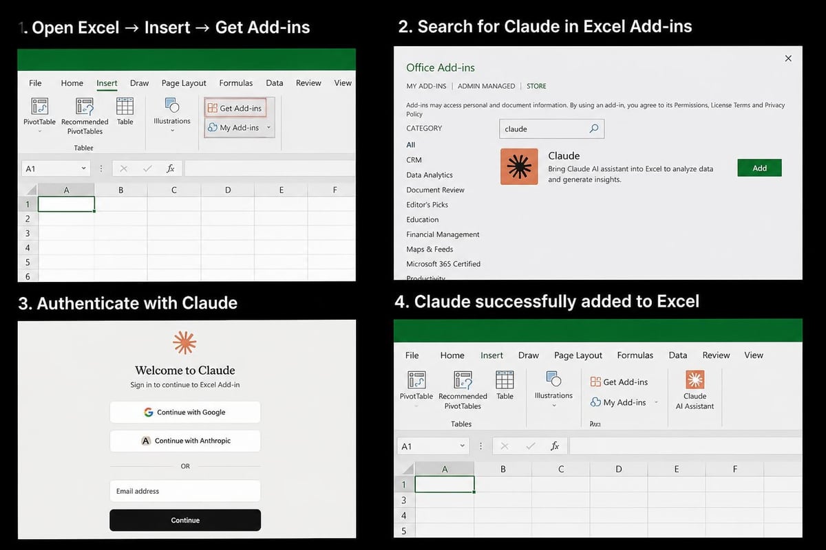 Claude Excel add-in installation