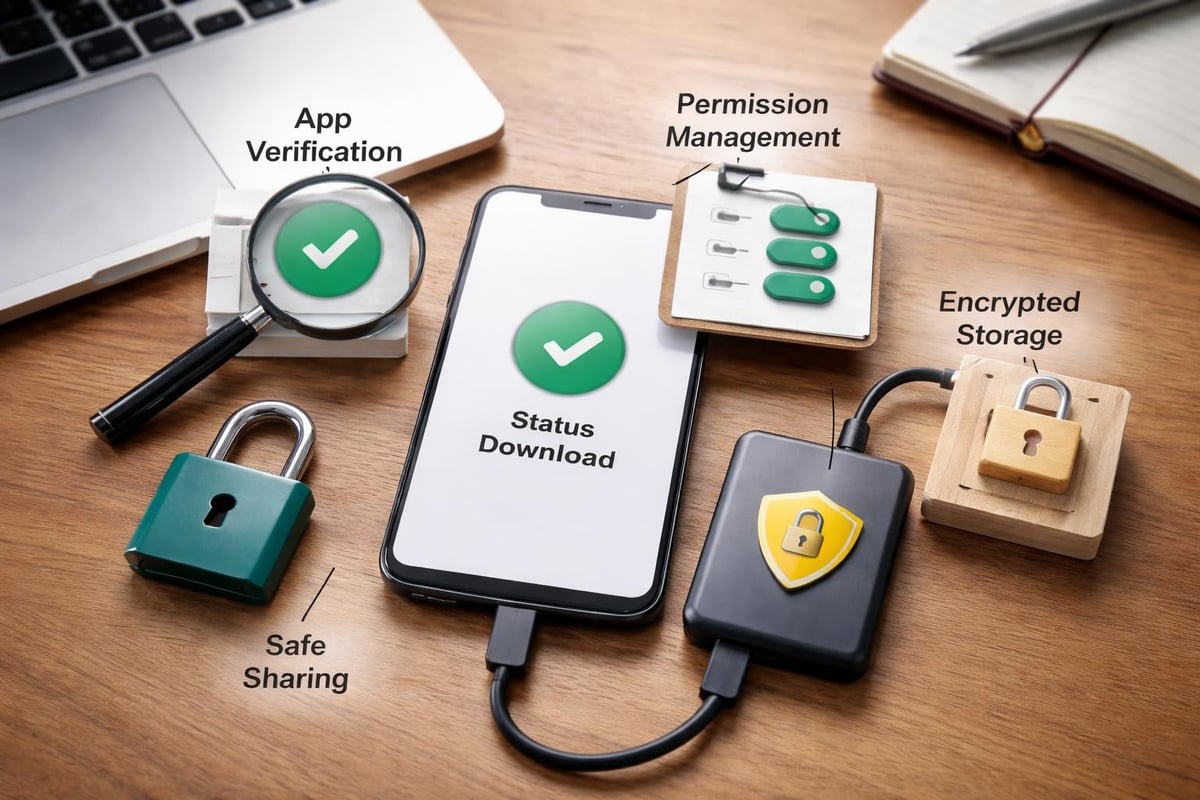 WhatsApp status in download Security best practices