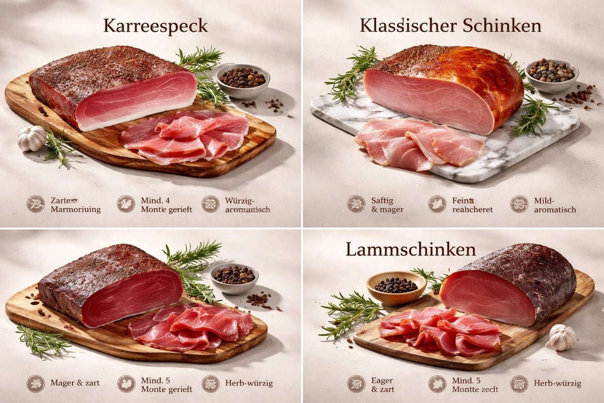 Verschiedene Schinkensorten im Vergleich