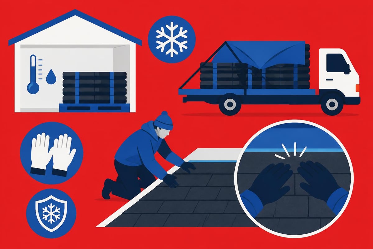 Cold weather roofing material handling