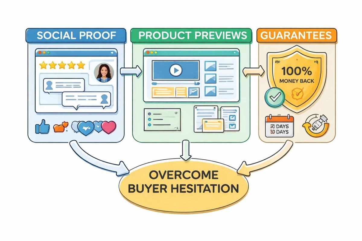Trust-building elements on digital product landing pages