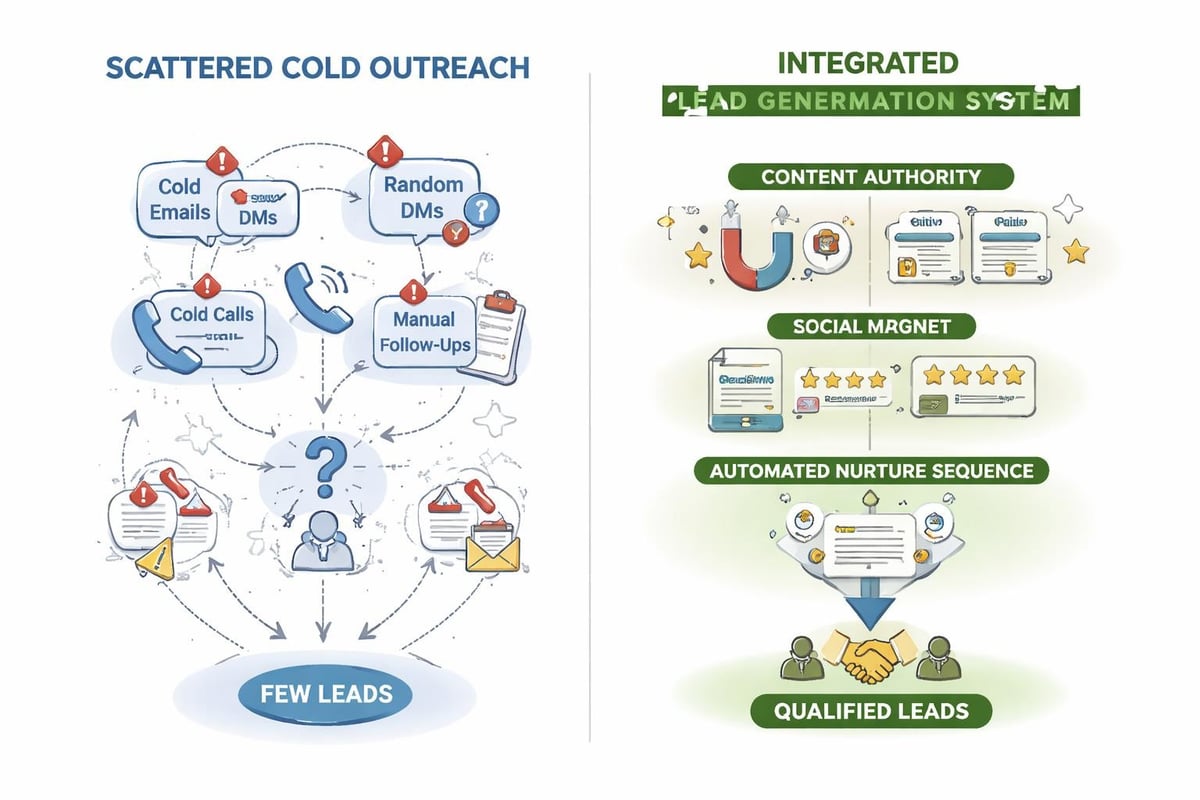 Failed traditional lead generation vs systematic approach