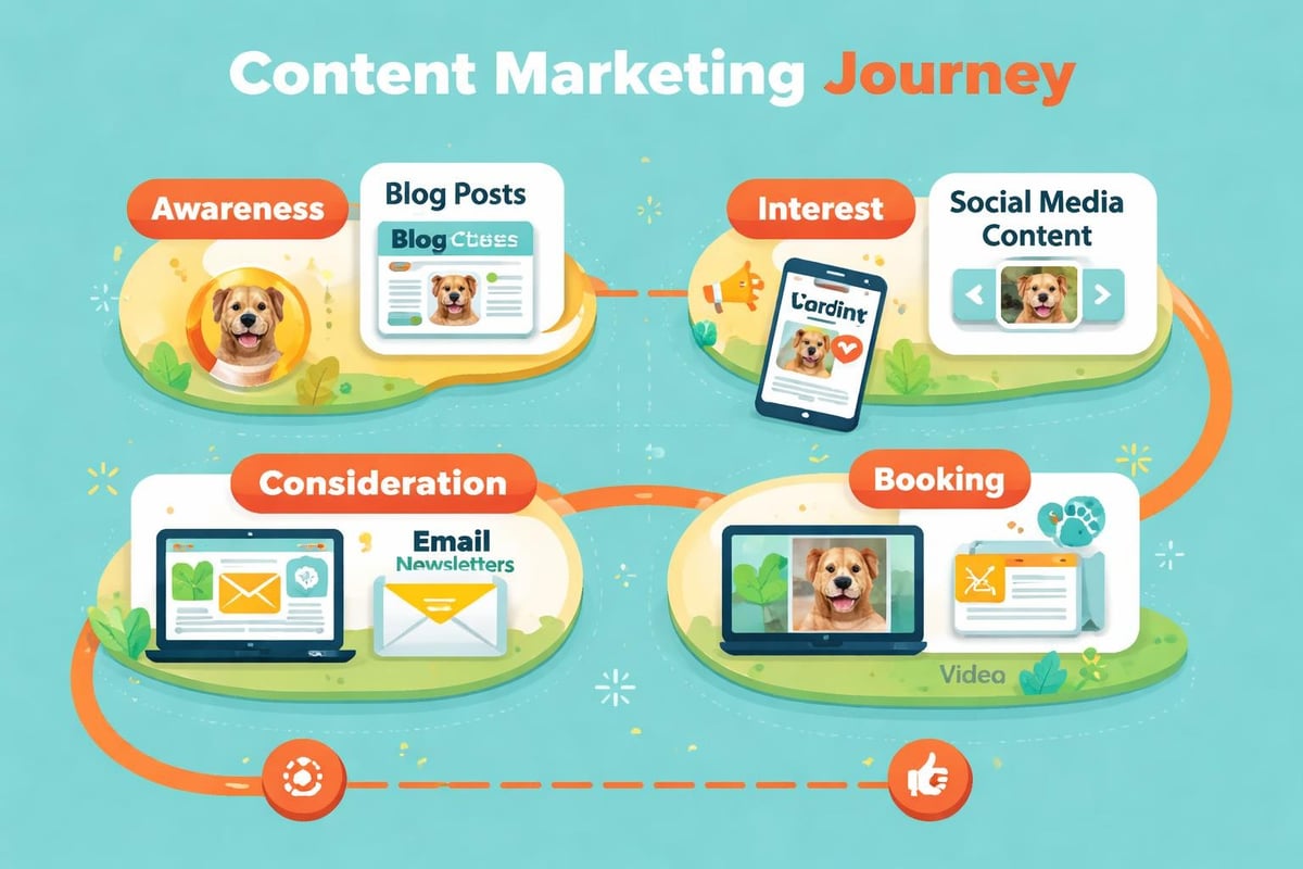 Content marketing funnel for dog boarding