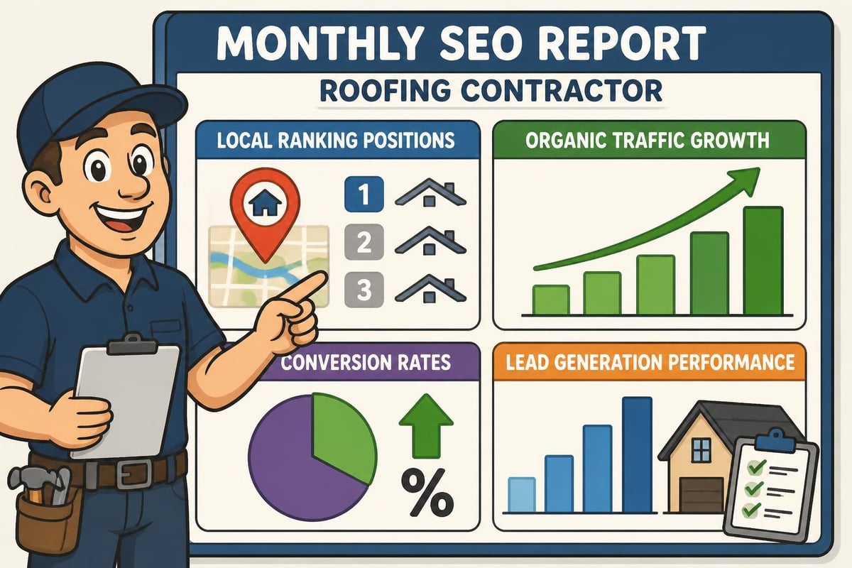 SEO performance dashboard for roofing contractors
