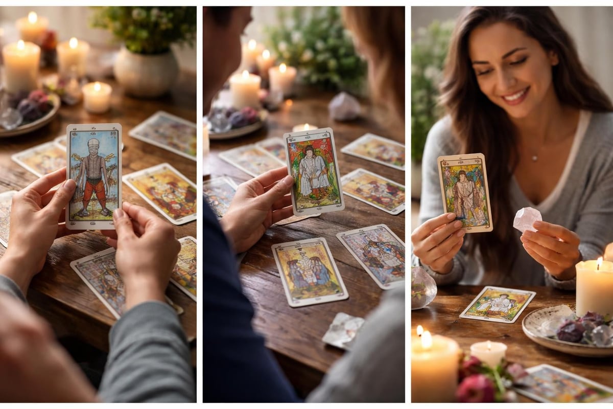 Tarot spread showing journey to soulmate connection
