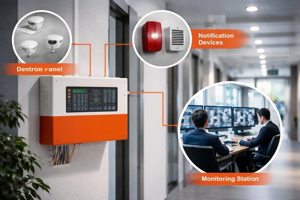 Fire alarm system components and zones