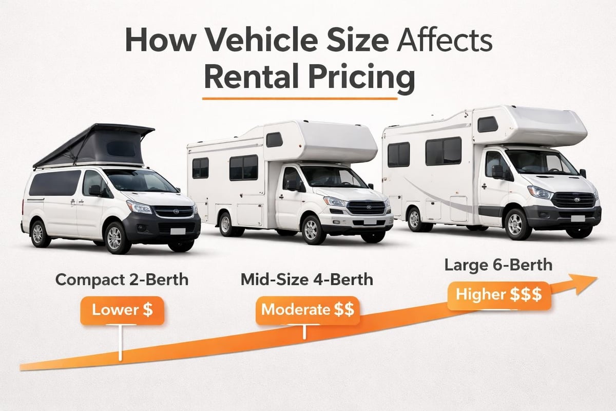 Motorhome size categories and pricing tiers