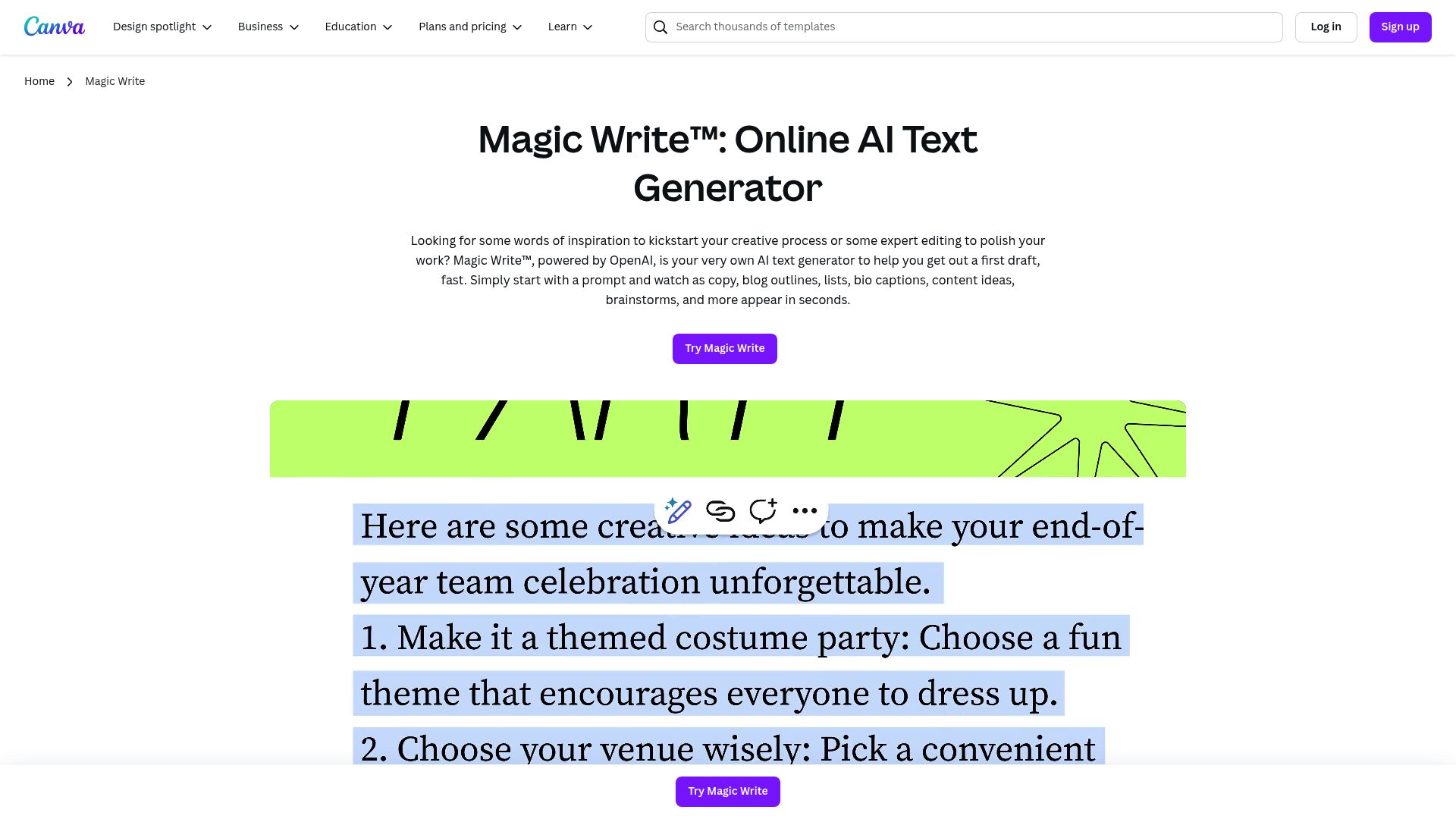 10 Must-Try Content Creation AI Tools for 2025 - Canva Magic Write