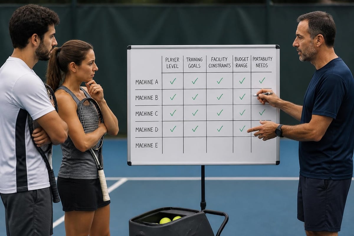 Tennis machine selection criteria