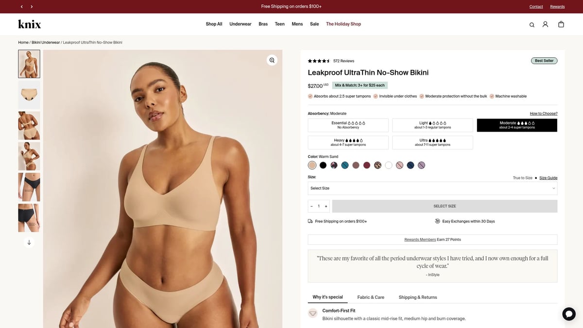 7 Smarte Valg Af Period Underwear Til 2026 - Knix Leakproof UltraThin No-Show Bikini