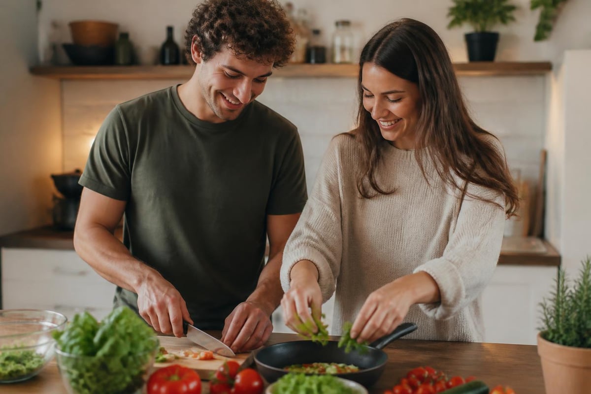 Paar beim gemeinsamen Kochen