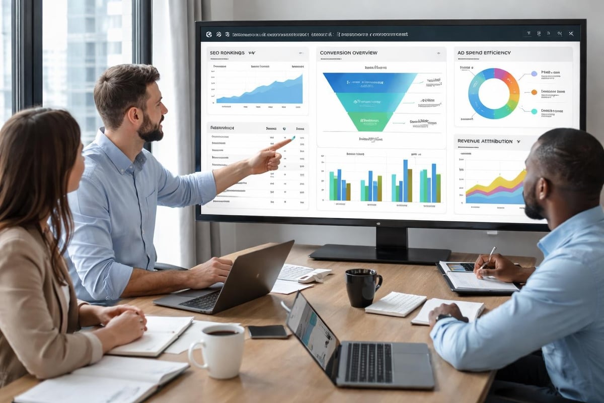 Data analytics dashboard tracking digital marketing performance