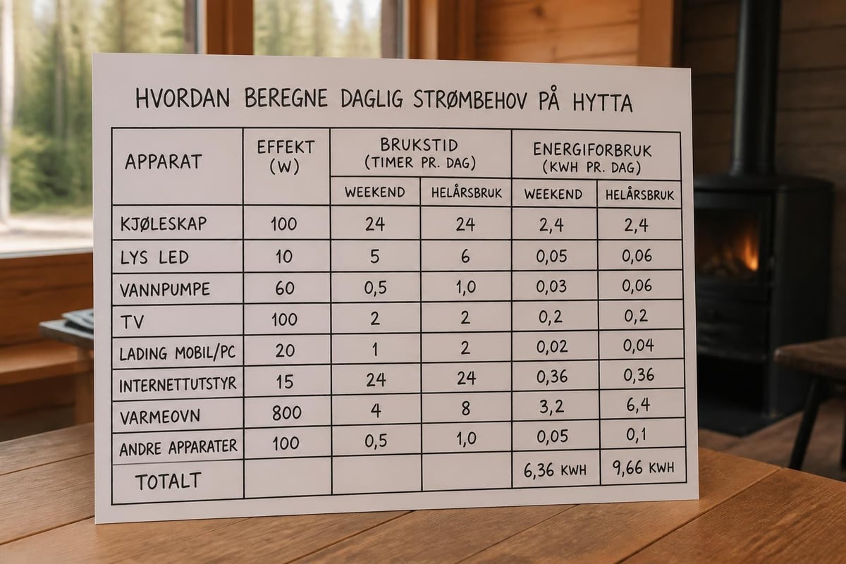 Strømbehov på hytta