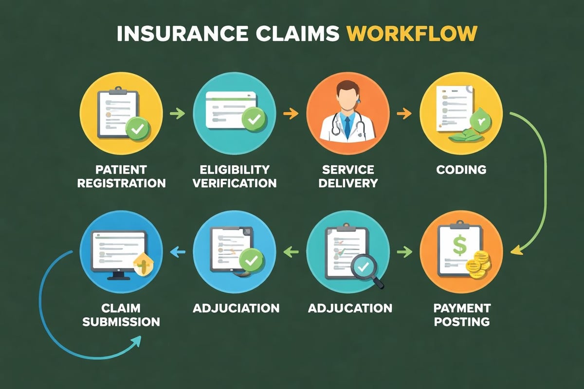 Healthcare claims lifecycle stages