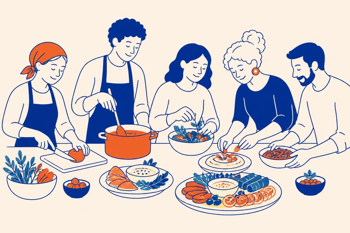 Gemeinsames mediterranes Kochen