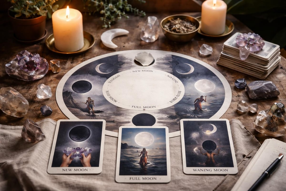Moon phase tarot practice