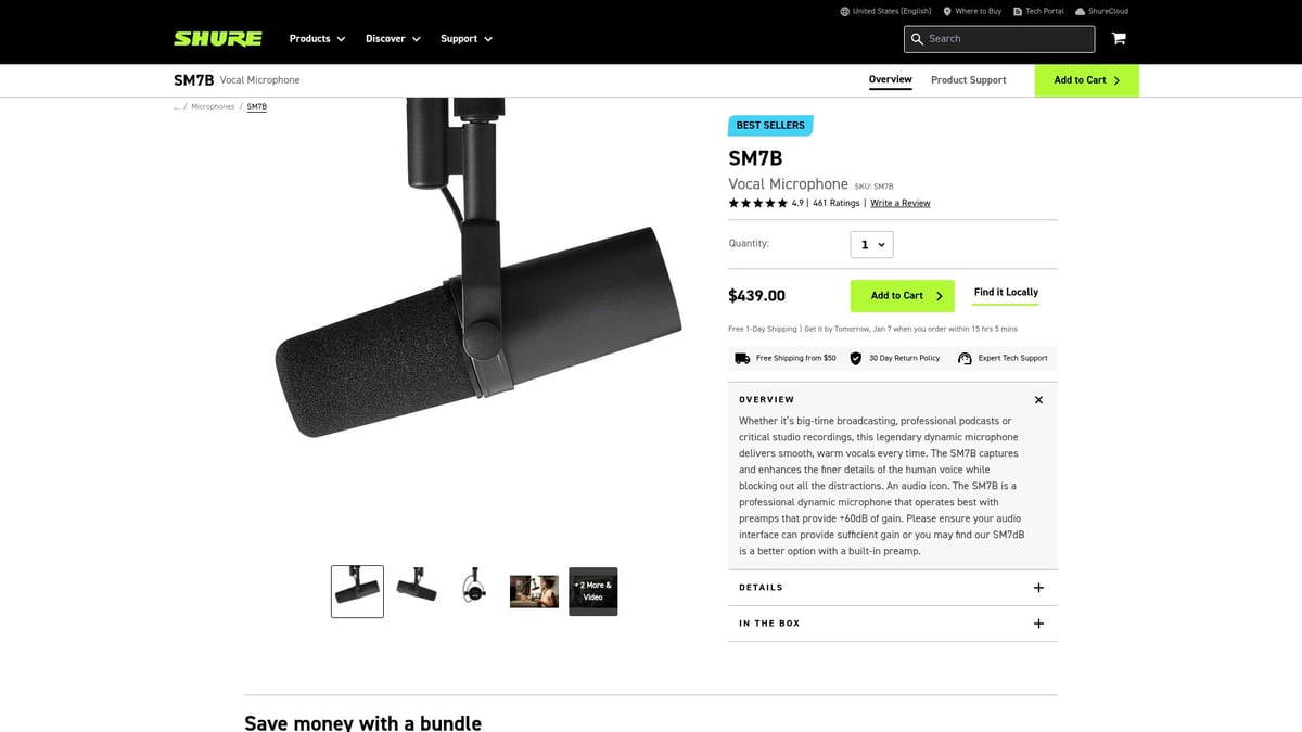 8 Essential Podcast Equipment For 2 In 2026 - Shure SM7B Dynamic Microphone