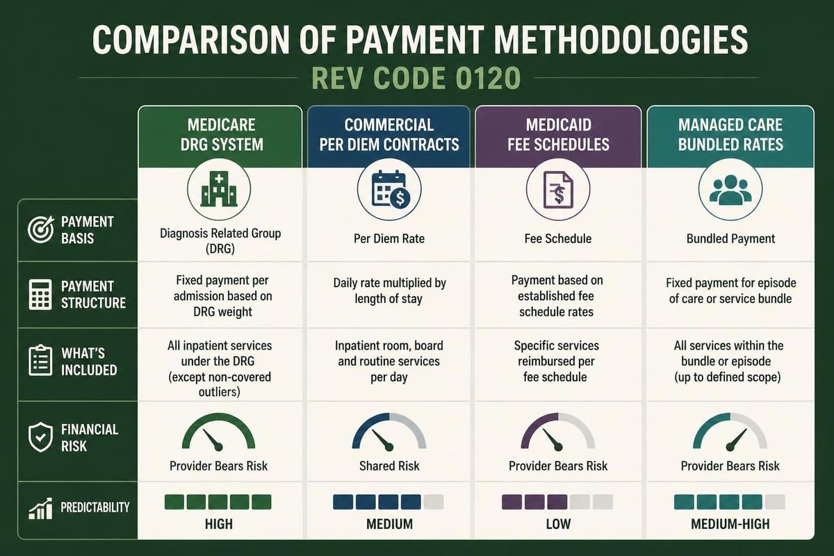 Rev code 0120 reimbursement comparison