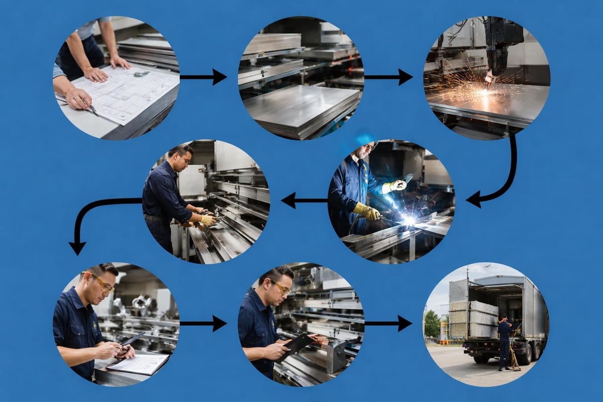 Metal fabrication workflow stages