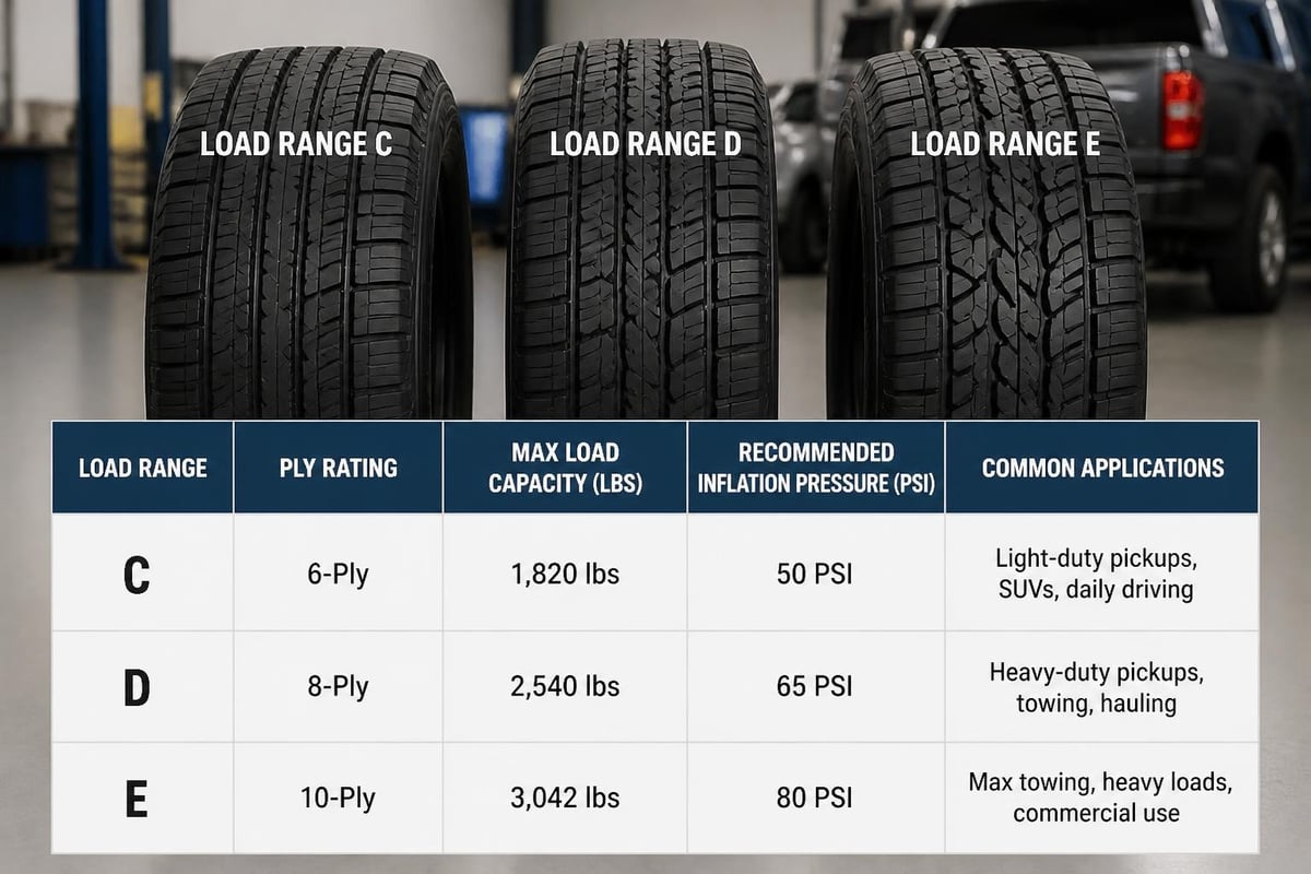 Best Light Truck Tires: 2026 Buyer's Guide 2 Load range comparison chart